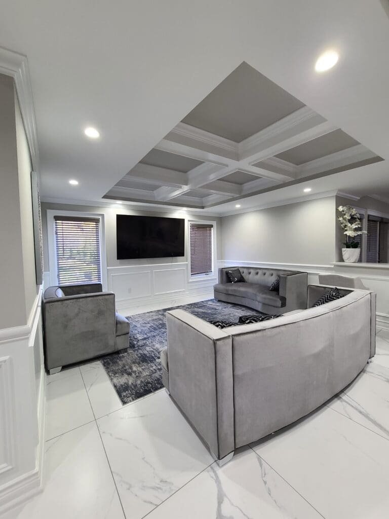 Interior home painting of coffin ceiling, wall painting, and trim painting Metro Detroit