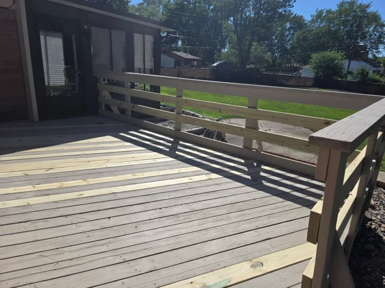 Deck compleatly cleaned prepped for staining
