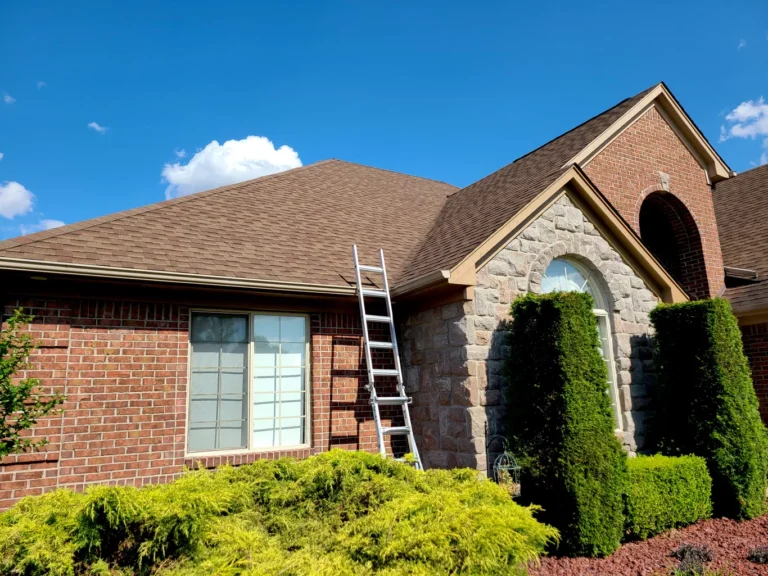 Exterior painting front of ranch house Soffit, Fascia painting DLux Painting