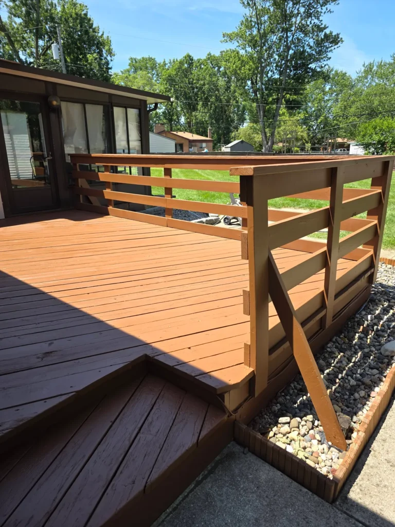 Finished stained deck with solid stain