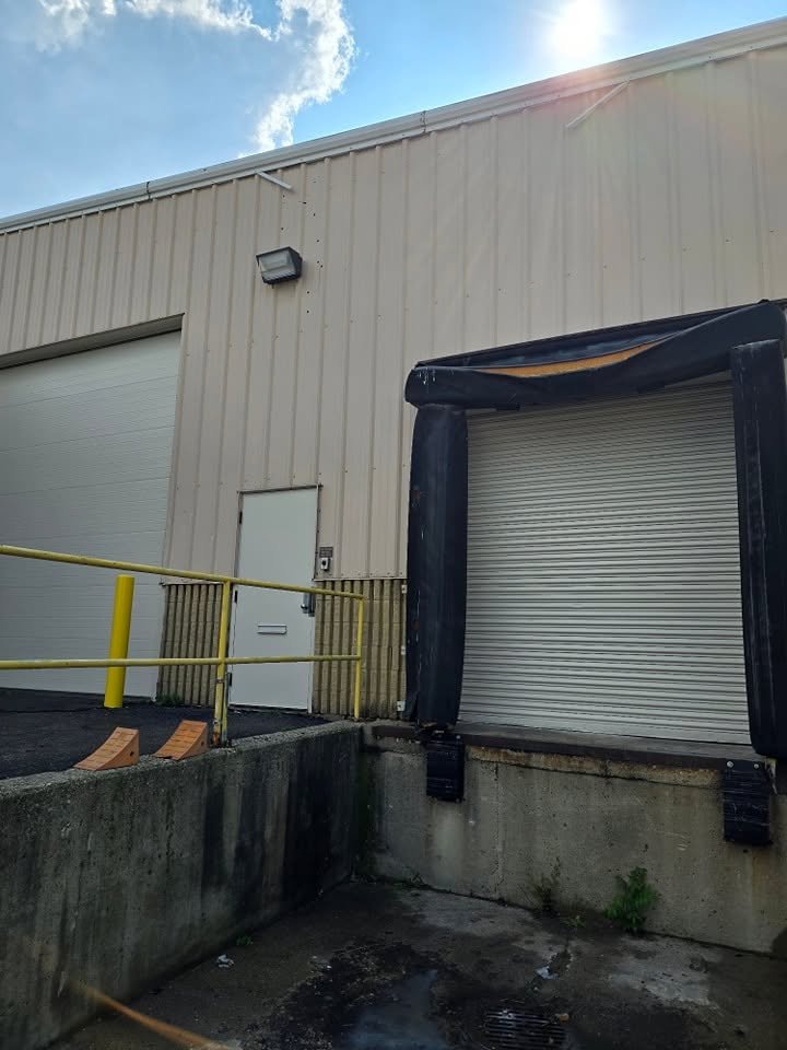 Industrial dock door painted